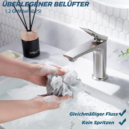 Wasserhahn Bad Waschtischarmatur Armatur Gebürstetes Nickel Einhand