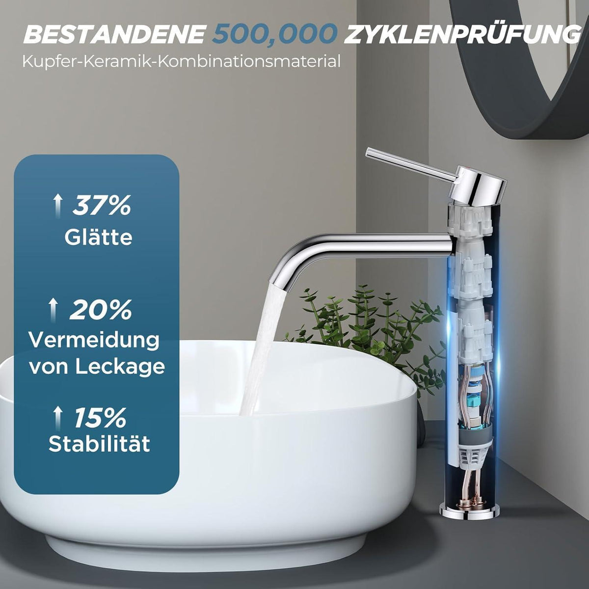 Hohe Waschtischarmatur mit Einhebelmischer, Chrom