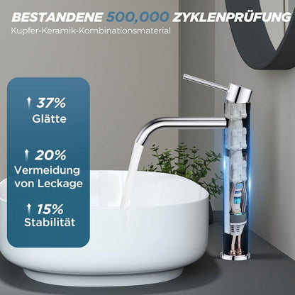 Hohe Waschtischarmatur mit Einhebelmischer, Chrom