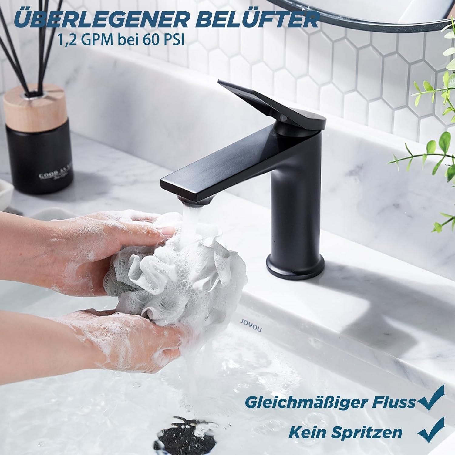 Wasserhahn Schwarz Badezimmer Armatur Einhand Mischbatterie