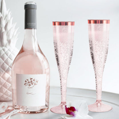 30er Set Roségold Sektgläser Kunststoff Glitzer Mehrweg