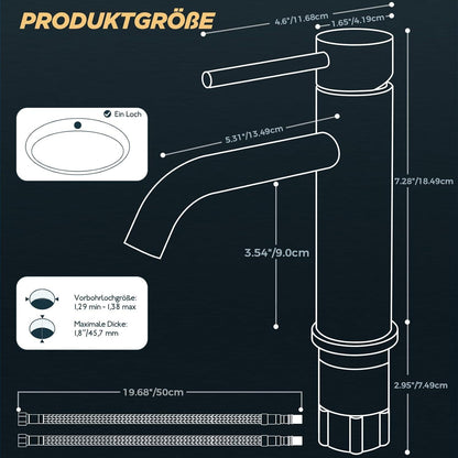 FORIOUS Splendour Chrome Einhand-Wasserhahn Bad Gäste-WC 7.3'' Chrom