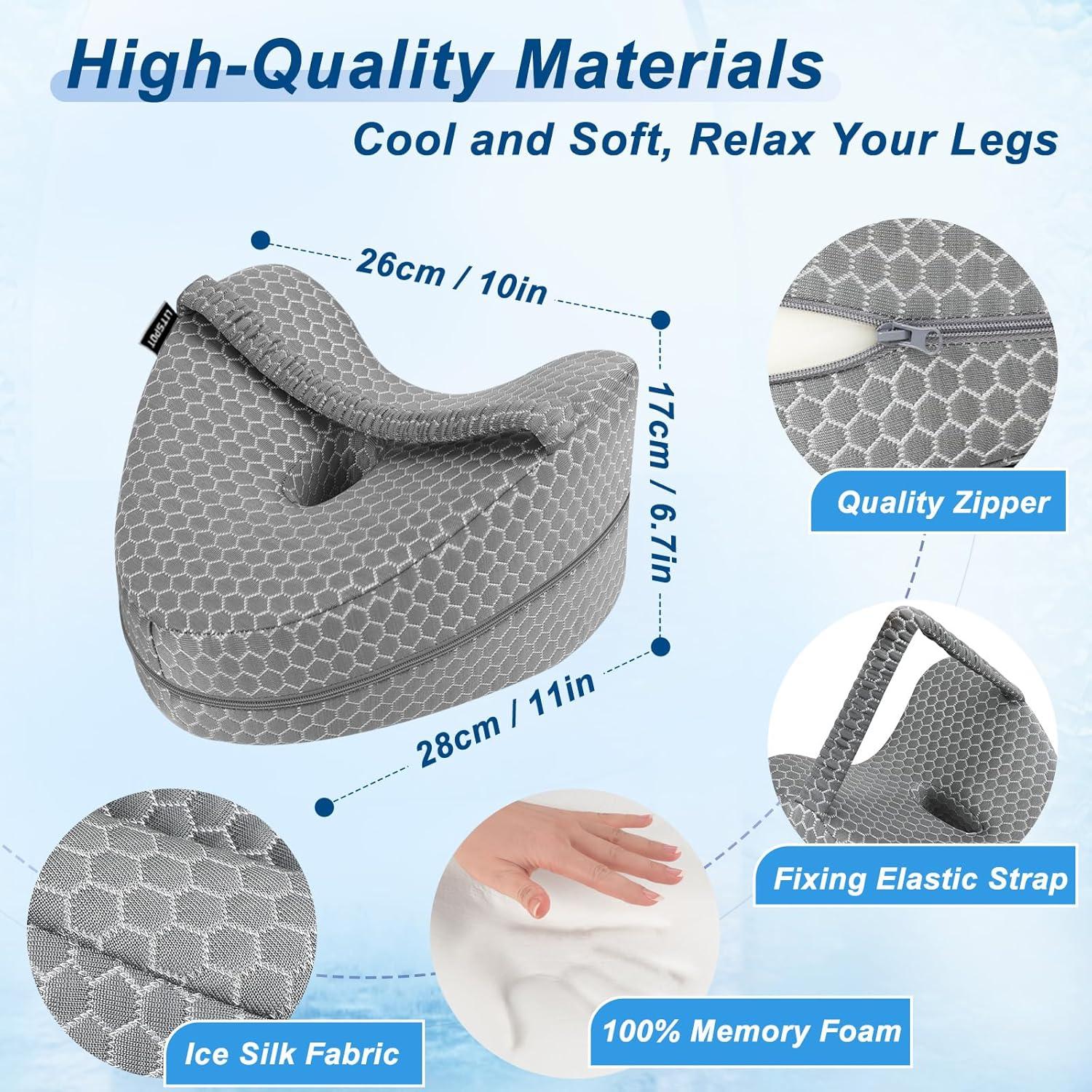 Ergonomisches Kniekissen Memory Schaum für Seitenschläfer mit Kühlender Bezug