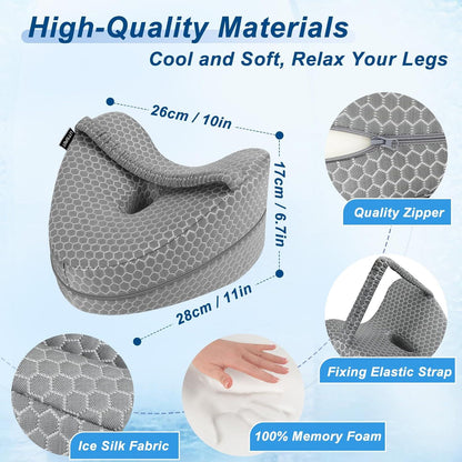 Ergonomisches Kniekissen Memory Schaum für Seitenschläfer mit Kühlender Bezug