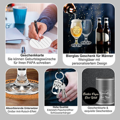 Personalisiertes Bierglas Geschenkset für Papa Vatertag