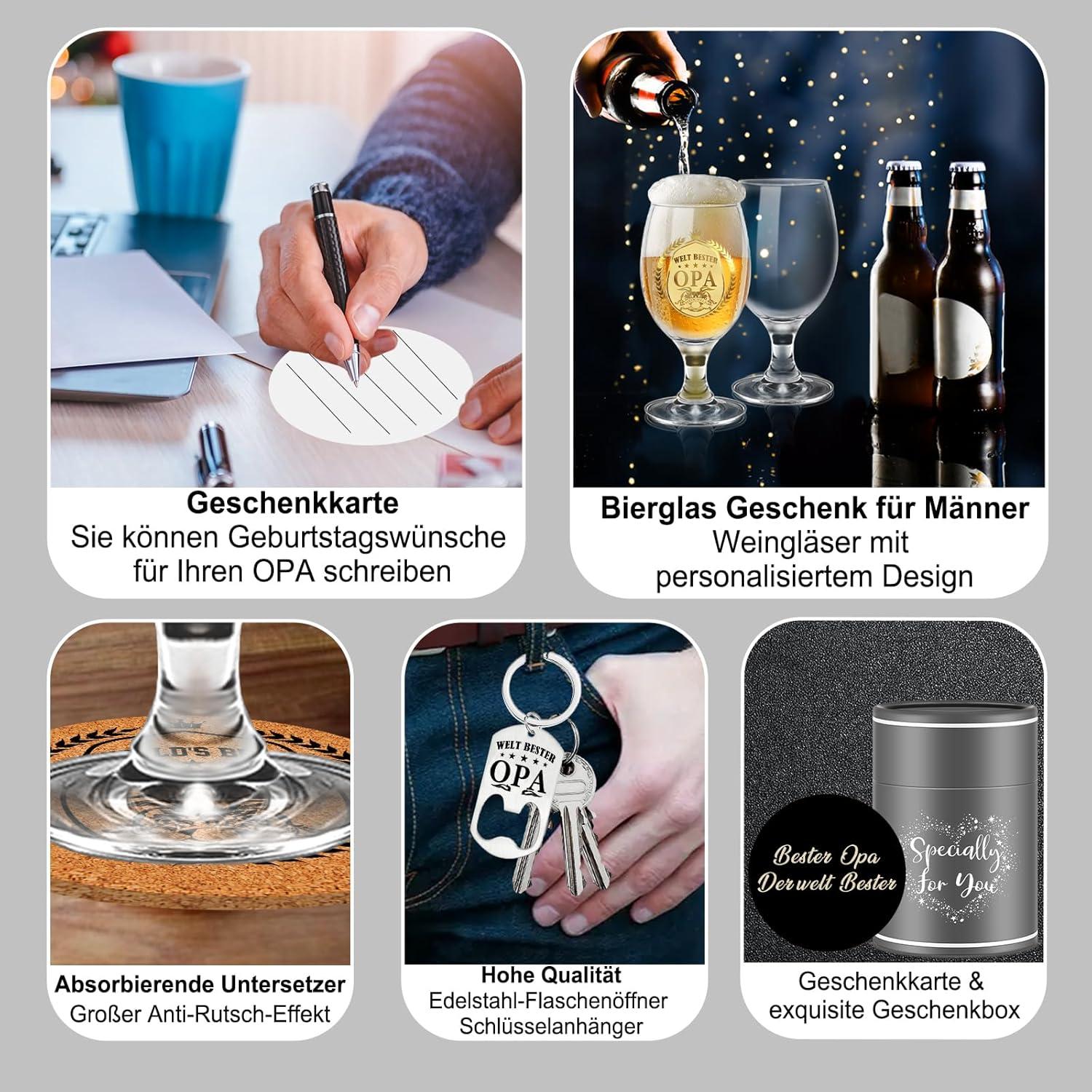 Personalisierte Biergläser für Opa - Bierglas mit Gravur