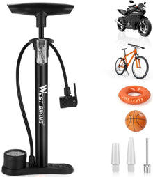 Hochleistungs-Fahrradpumpe mit Manometer 160 PSI/11Bar - Alle Ventile