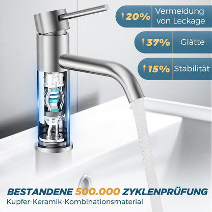 Moderne Einhand-Waschtischarmatur in Gebürstetem Nickel