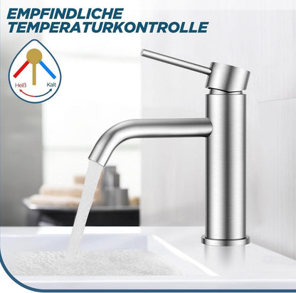 FORIOUS Wasserhahn Bad Armatur Edelstahl Spotresist Nickel Einhand Mischbatterie