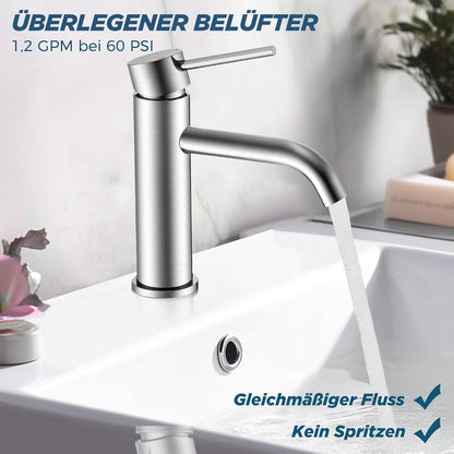 Moderne Wasserhahn Bad Armatur Waschbecken Spotresist Nickel Edelstahl
