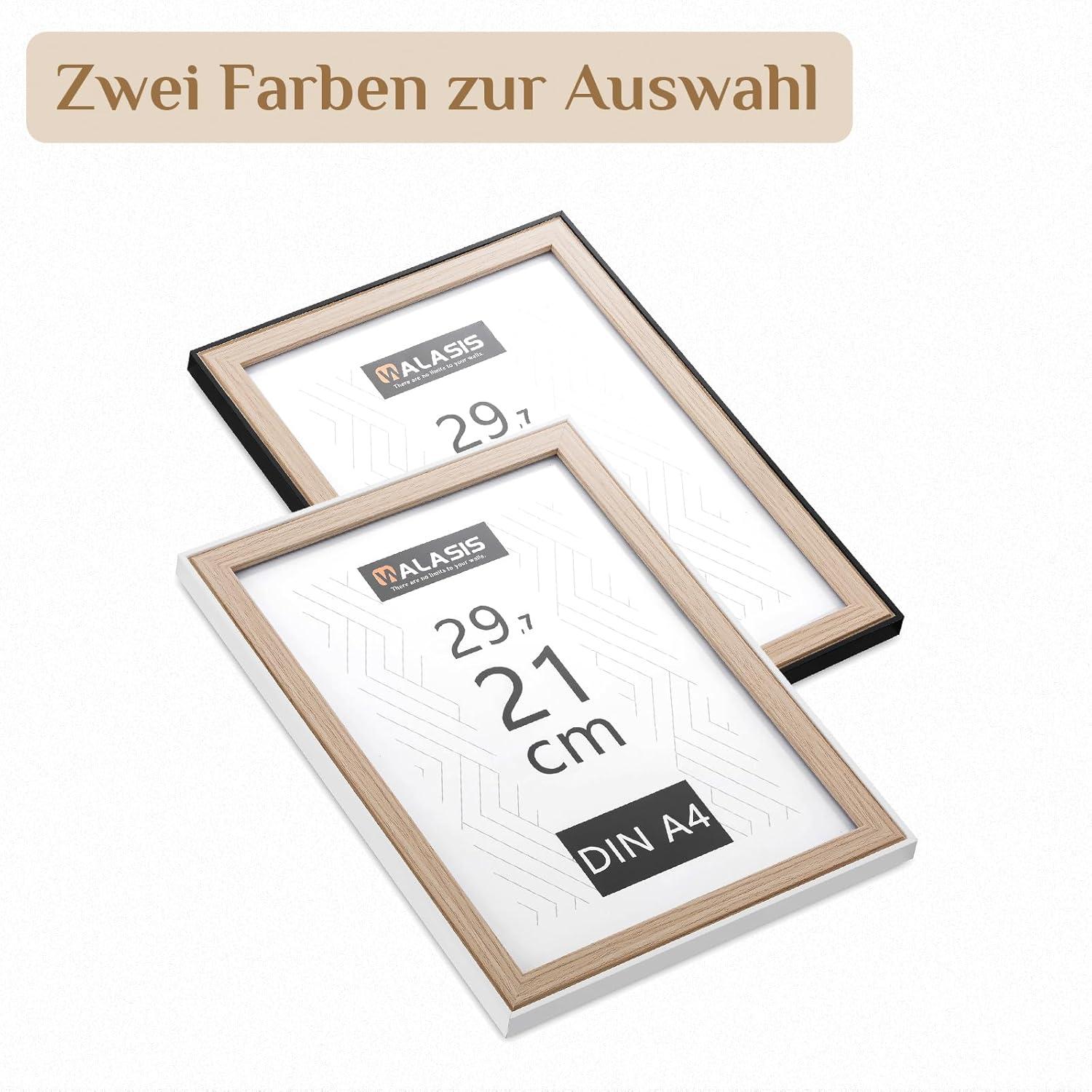 Bilderrahmen A4 Holz 3er Set MDF Fotorahmen in Natur und