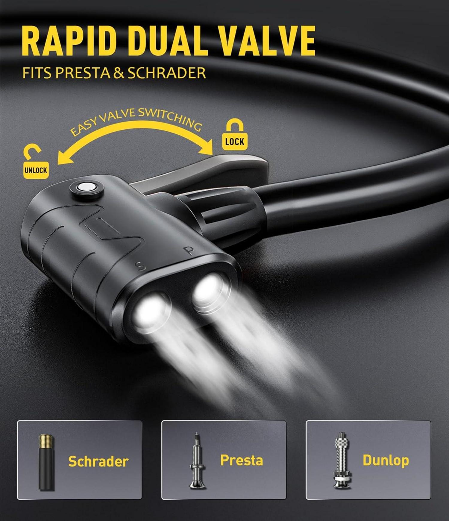 Fahrradpumpe für alle Ventile Luftpumpe mit Druckmessung und Standfuß - 11 Bar / 160 PSI
