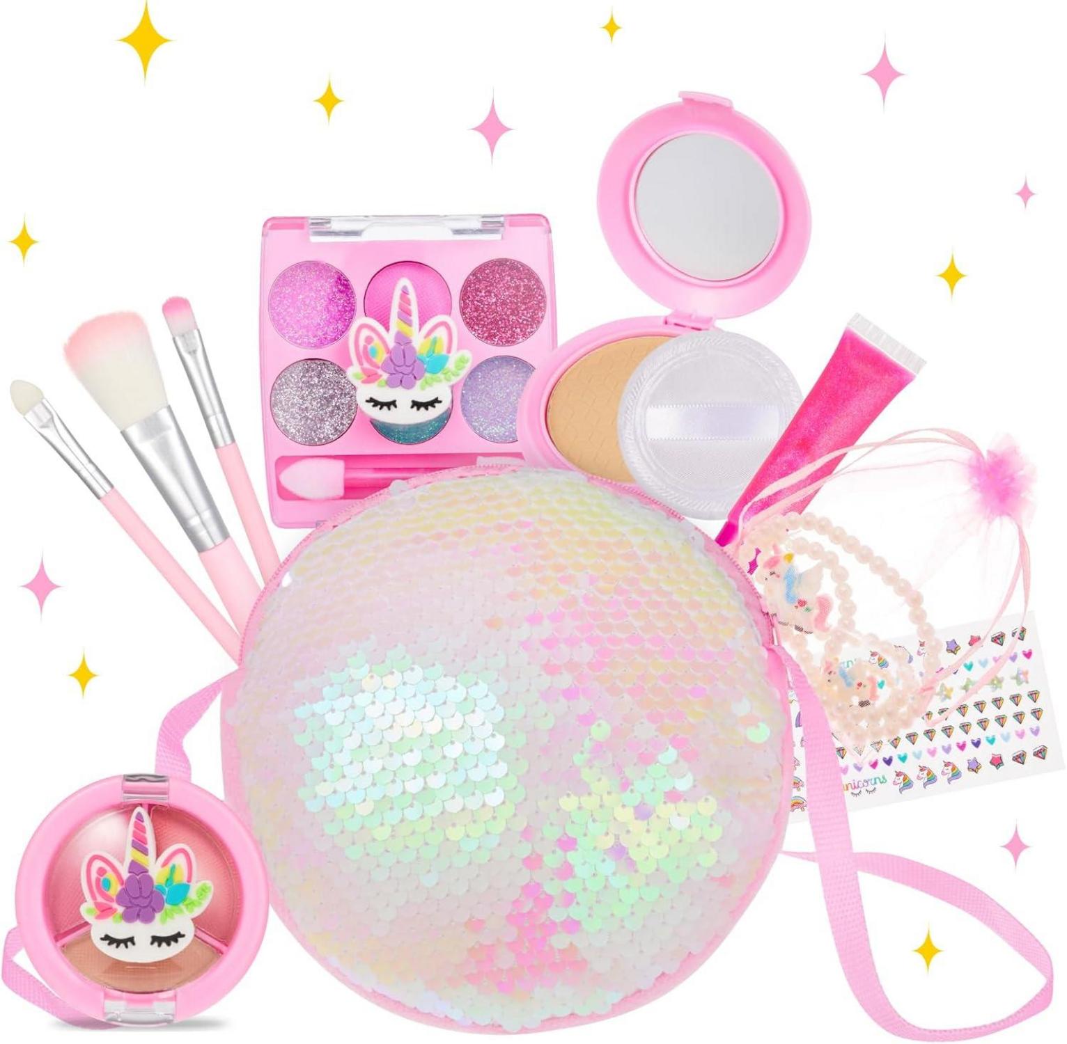 Kinder Make-up Set mit glitzernder Umhängetasche, waschbar