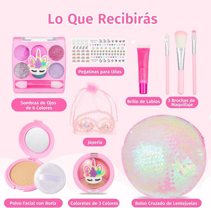 Anpro Kinder Make-up Set mit glitzernder Umhängetasche und