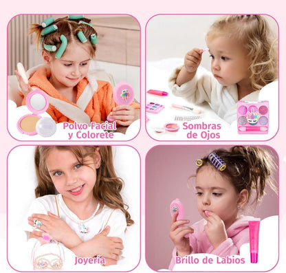 Anpro Kinder Make-up Set Mädchen glitzernde Umhängetasche Nixen