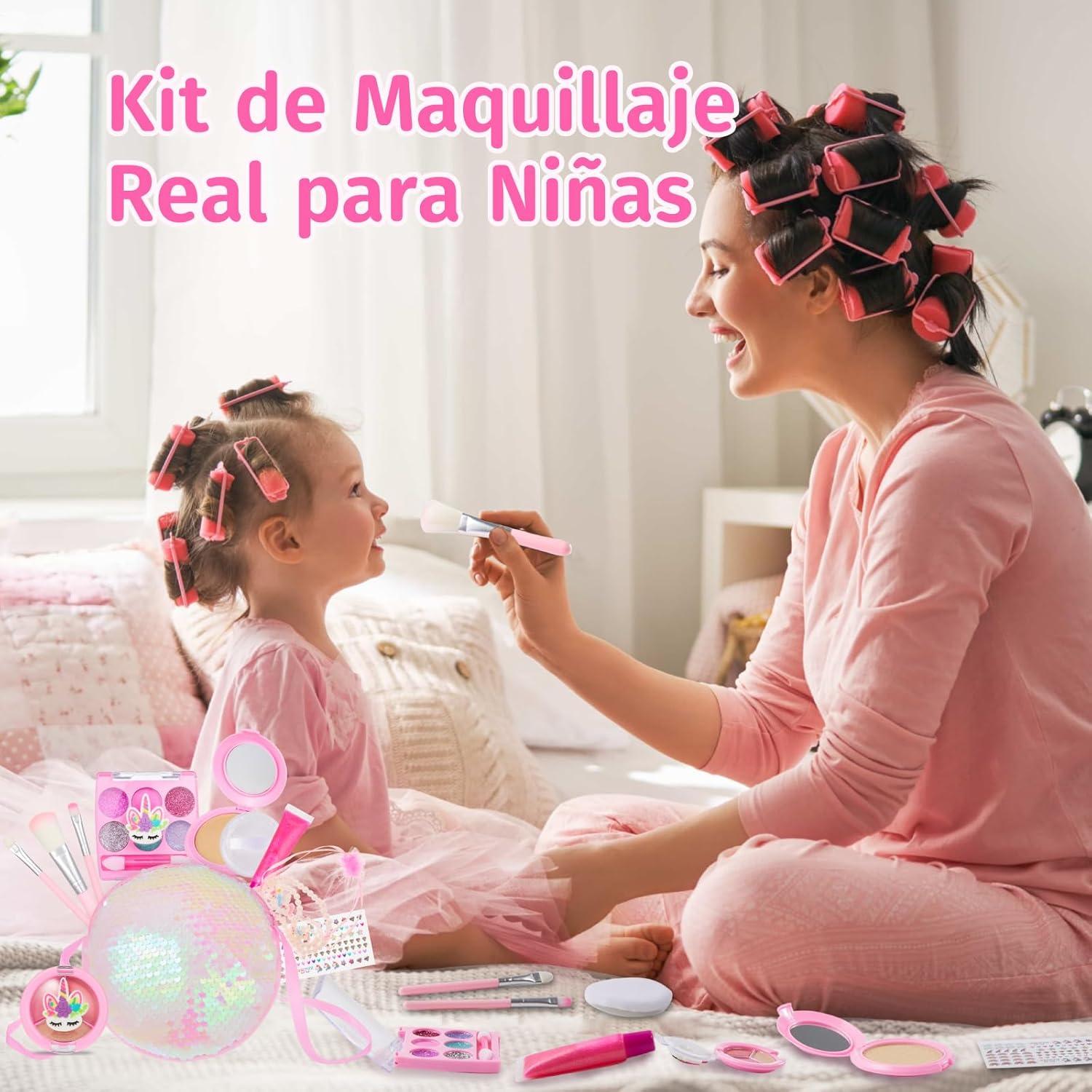 Kinder Make-up Set Mädchen waschbar mit Umhängetasche Makeup Nixen