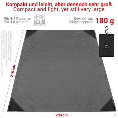 Picknickdecke 210x200cm tragbare Outdoor Stranddecke Grau