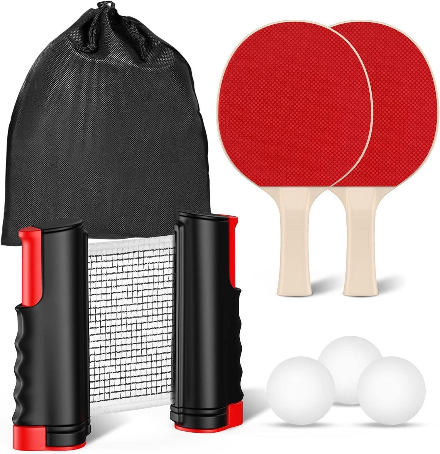 Tischtennisschläger Set Profi 6 Bälle Netz Aufbewahrungstasche