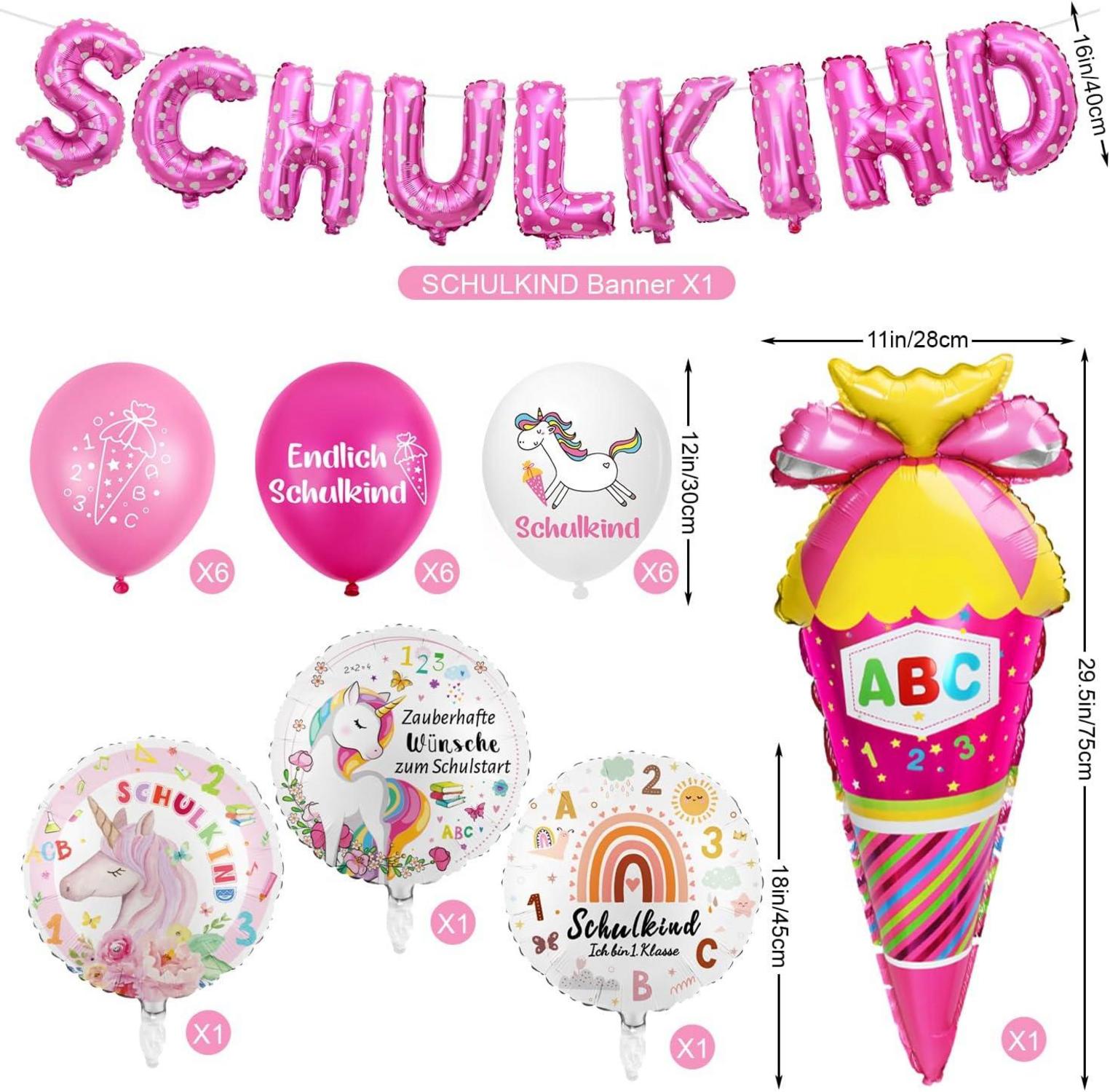 Einschulung Deko Set Mädchen Schulanfang Luftballon