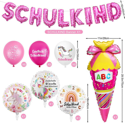 Einschulung Deko Set Mädchen Schulanfang Luftballon