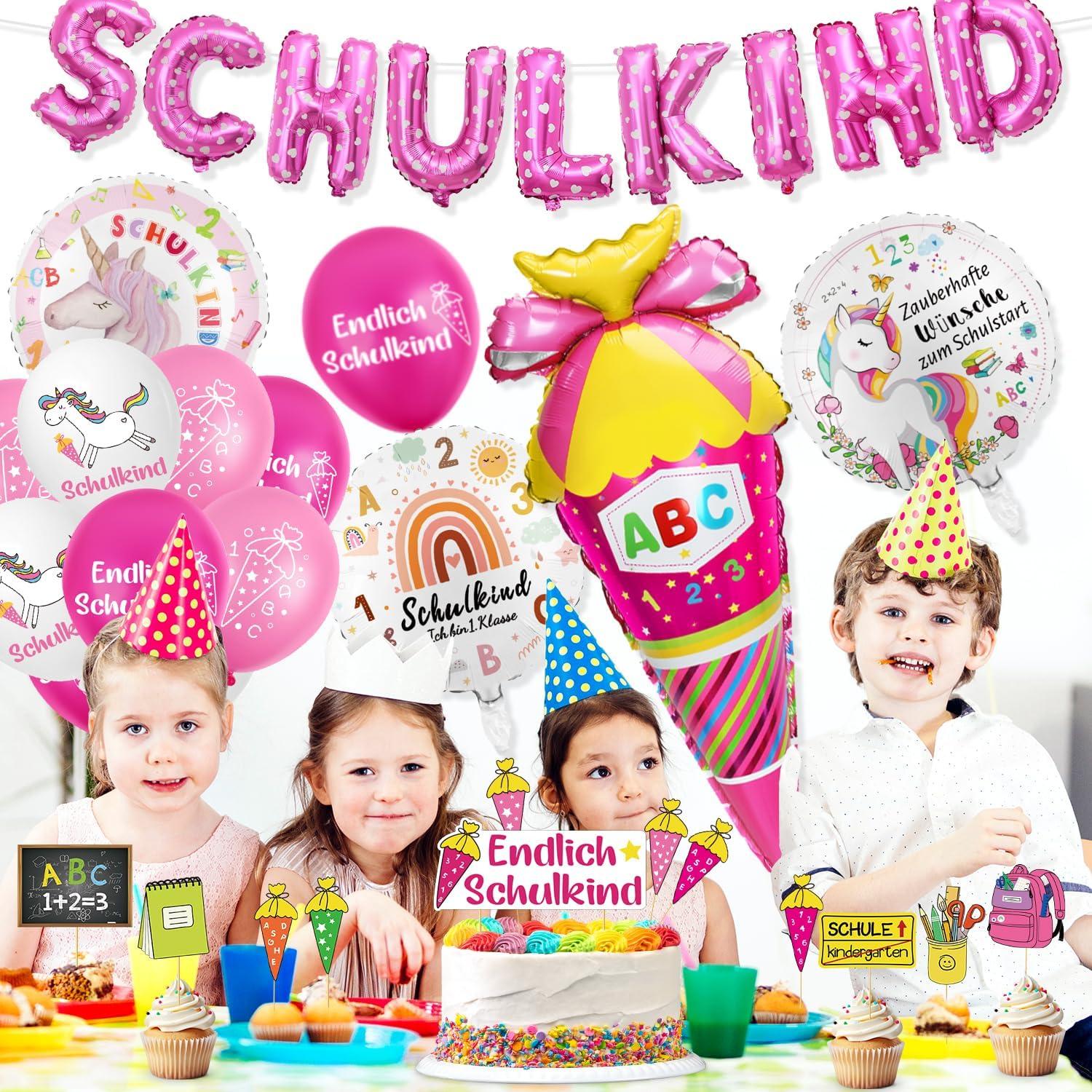 Einschulung Deko Mädchen Schulanfang Luftballons Ballon Set Rose