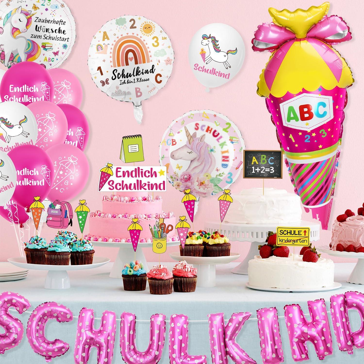 Einschulung Deko Set Mädchen Schulanfang Luftballon Zuckertüte