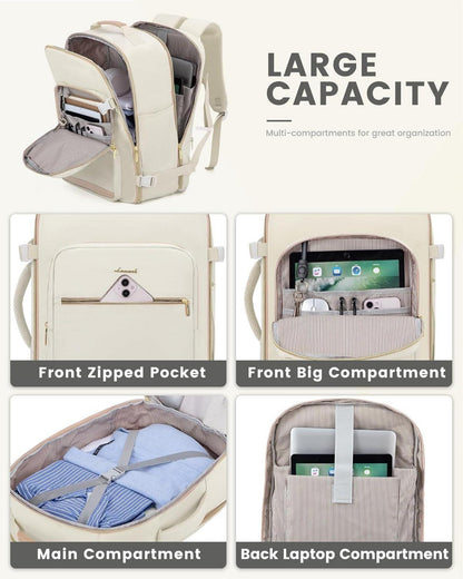 Handgepäck Rucksack 40L Reiserucksack Damen Koffer Wasserdicht 17 Zoll Laptop