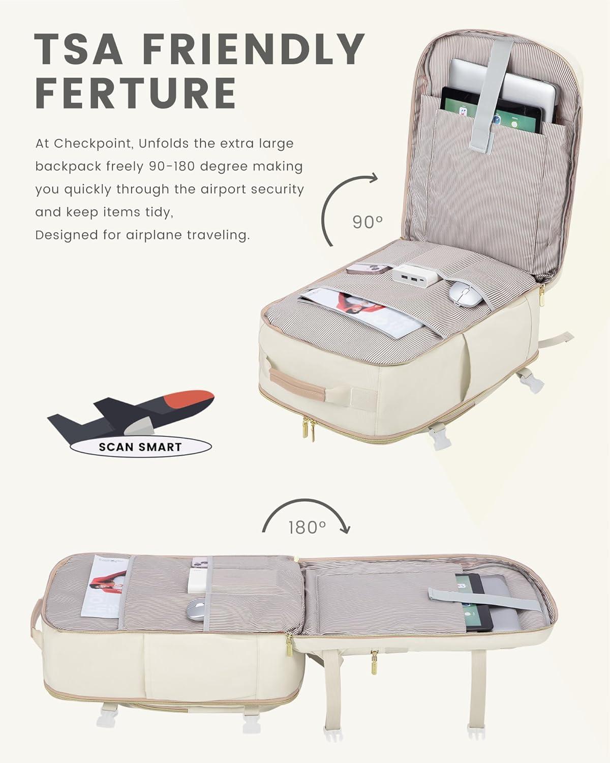 Handgepäck Rucksack 40L Reiserucksack Damen Koffer Wasserdicht 17 Zoll Laptop