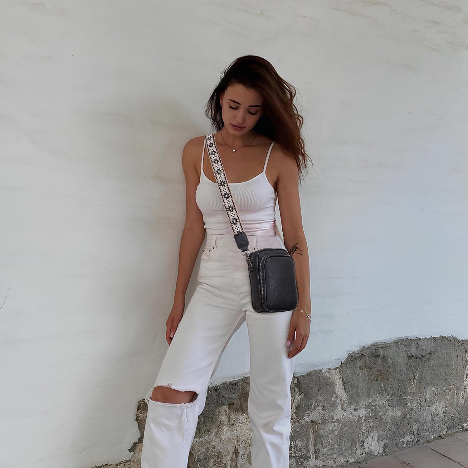 Damen Umhängetasche RFID Handy Multifunktion Leder