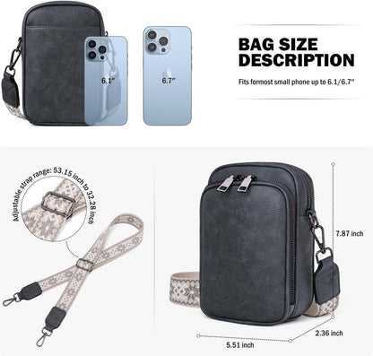 MUIIKOLA Handy Umhängetasche RFID-Blockierung Damen Leder Magnetverschluss