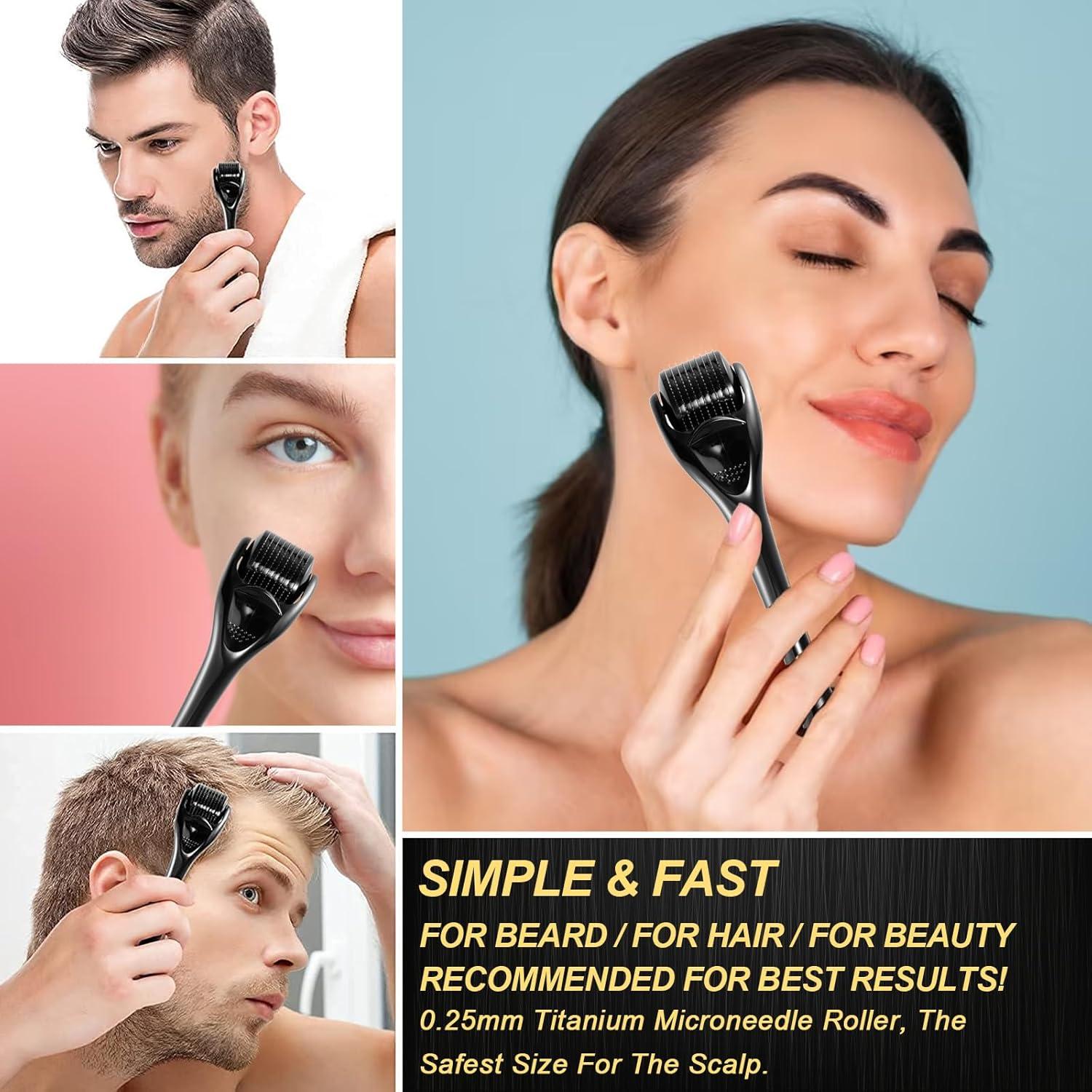 Dermaroller Haare Rosmarin Set Microneedling Roller Haarwachstum Anti-Haarausfall