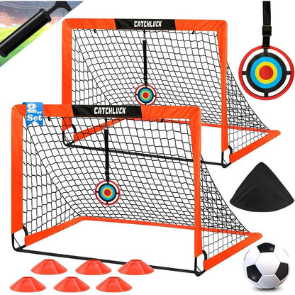 Fussballtore für Garten Kinder 2er Set mit Zubehör, Rot