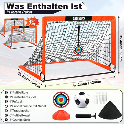 Fussballtore für Garten Kinder 2er Set mit Zubehör, Rot