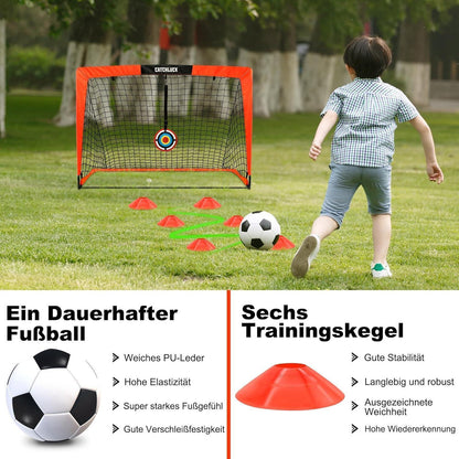 Fussballtore für Garten Kinder 2er Set mit Zubehör, Rot
