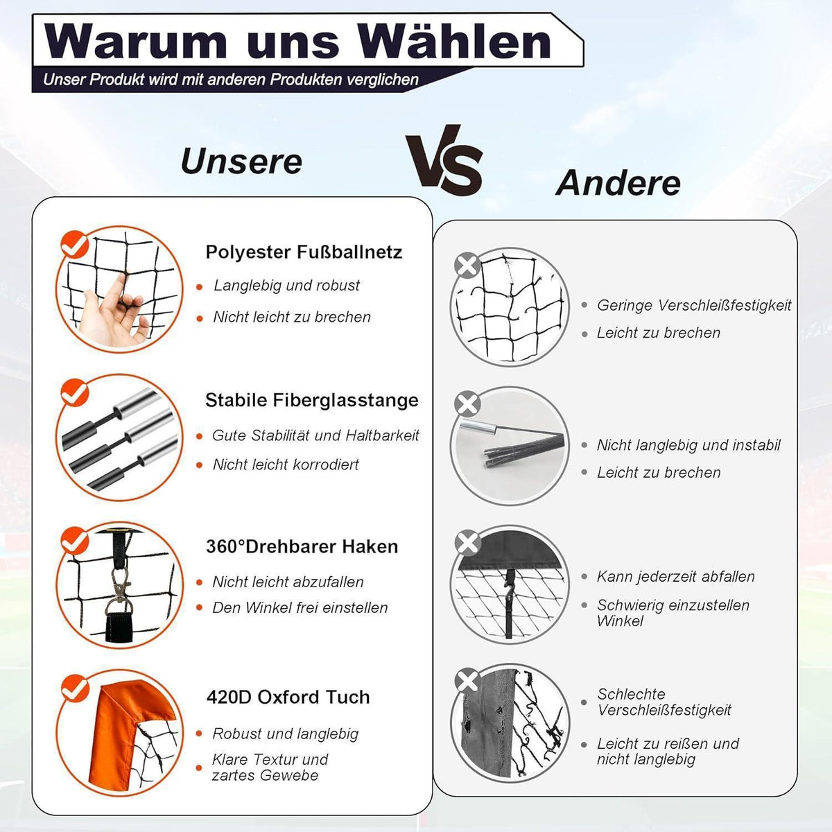 Fussballtore für Garten Kinder 2er Set mit Zubehör, Rot