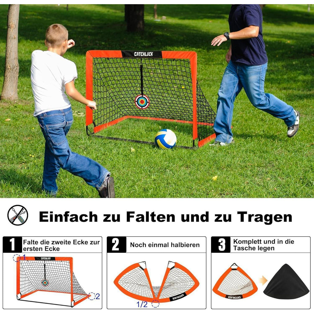 Fussballtore für Garten Kinder 2er Set mit Zubehör, Rot