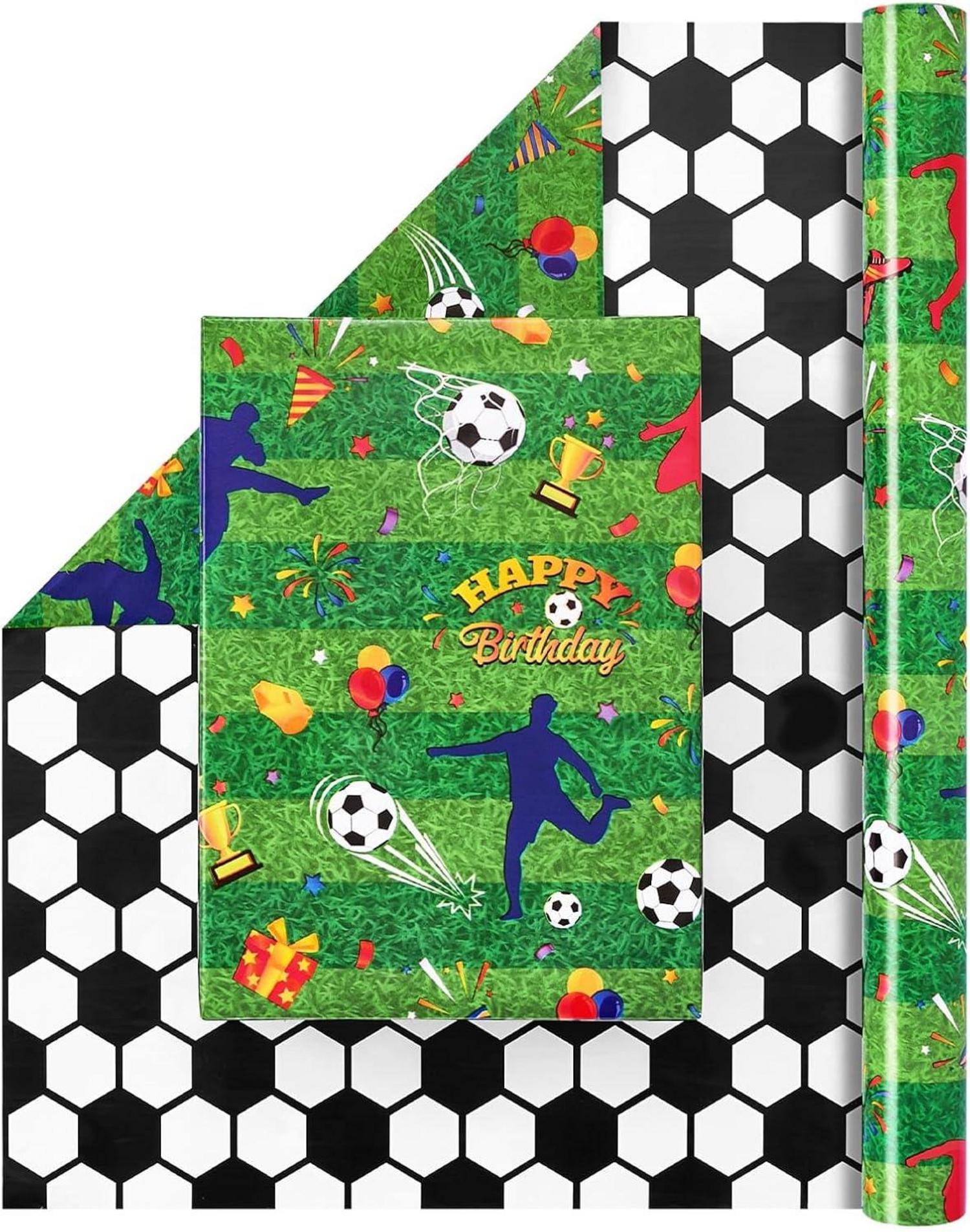 Fußball Geschenkpapier Rolle 43 cm × 10 m Doppelseitig Sport