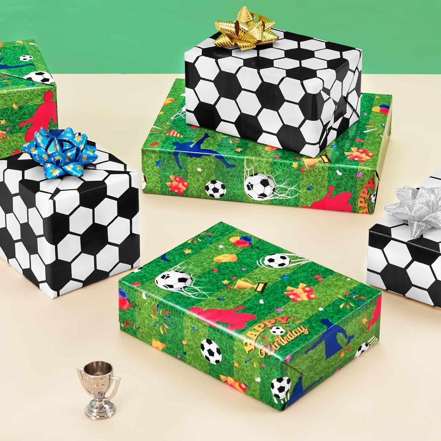 Fußball Geschenkpapier Rolle 43 cm × 10 m Doppelseitig Sport