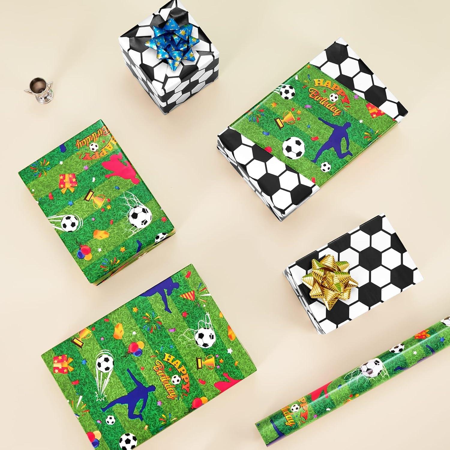 Fußball Geschenkpapier Rolle 43cm Breite für Kindergeburtstag