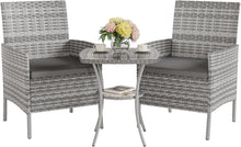 3-teiliges Balkonmöbel Set mit Gartentisch und Stühlen aus Polyrattan