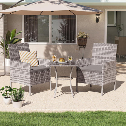 UDPATIO 3-Teiliges Gartenmöbel Set für Balkon & Terrasse Grau