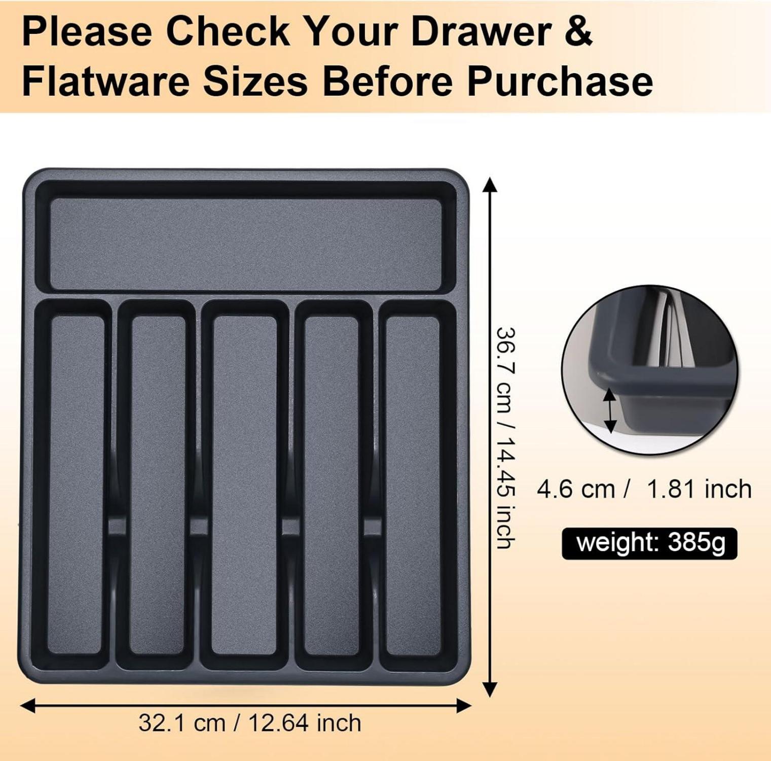 Besteckkasten für Schubladen BPA-frei 6 Fächer 36.7 x 32.1cm