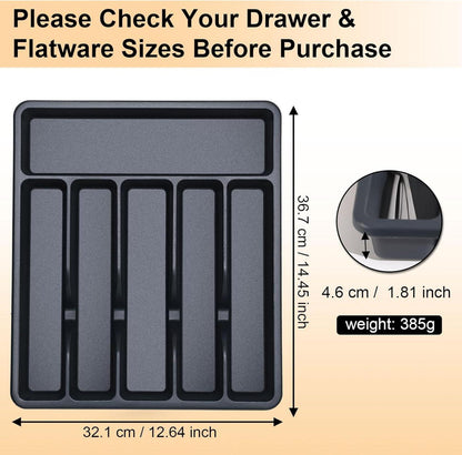 Besteckkasten für Schubladen BPA-frei 6 Fächer 36.7 x 32.1cm
