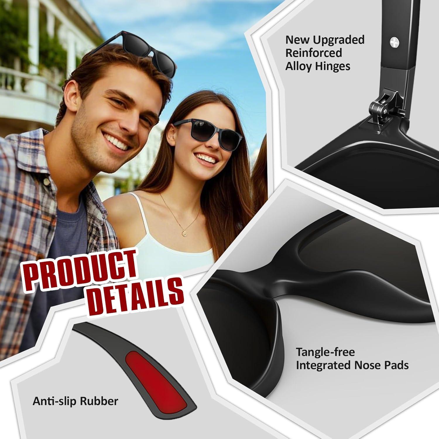 GQUEEN Polarisierte Sonnenbrille Herren Damen Leicht Rechteck UV Schutz