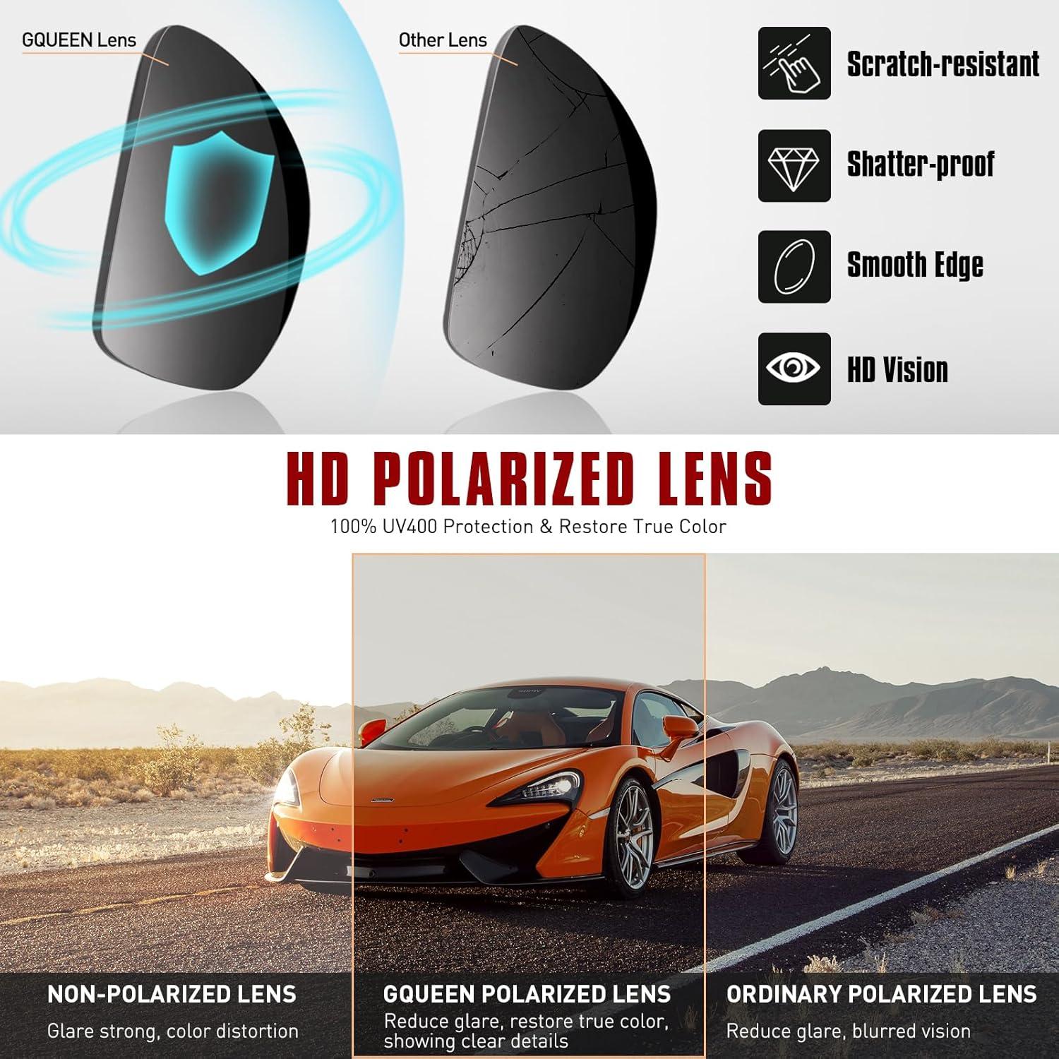 GQUEEN Polarisierte Sonnenbrille Leichtgewicht Rechteck UV