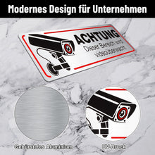 4x Videoüberwachung Schild 12x4cm Kamera Warnschild Innen