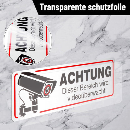 Videoüberwachung Schild Set 4 Stk. Warnschild 12x4 cm Privatgrundstück