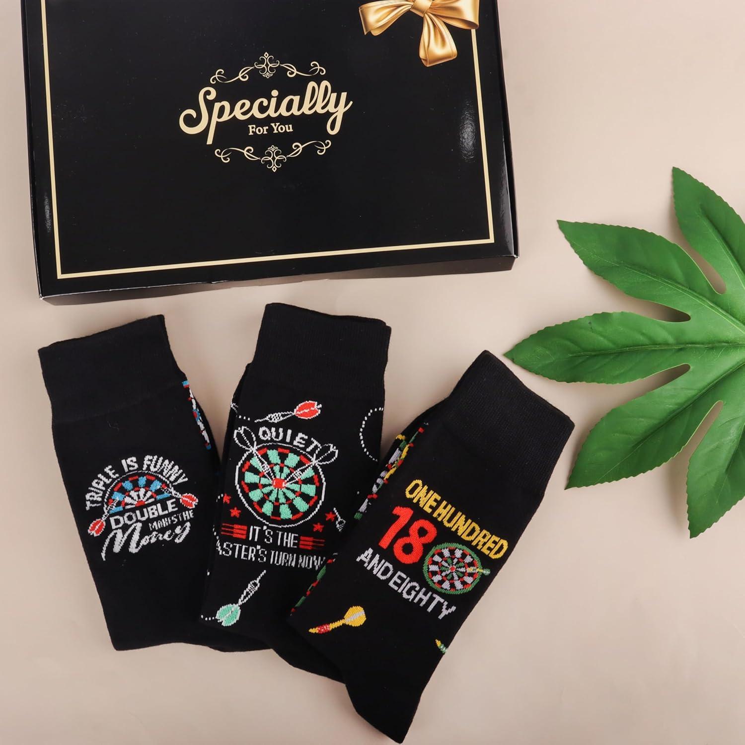 Dartsocken 3er Set für Männer inkl. Dartmotiven EU 43-46