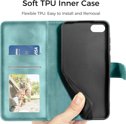 Handyhülle iPhone SE 2022/2020 7/8 Leder Flip Schutzhülle Grün
