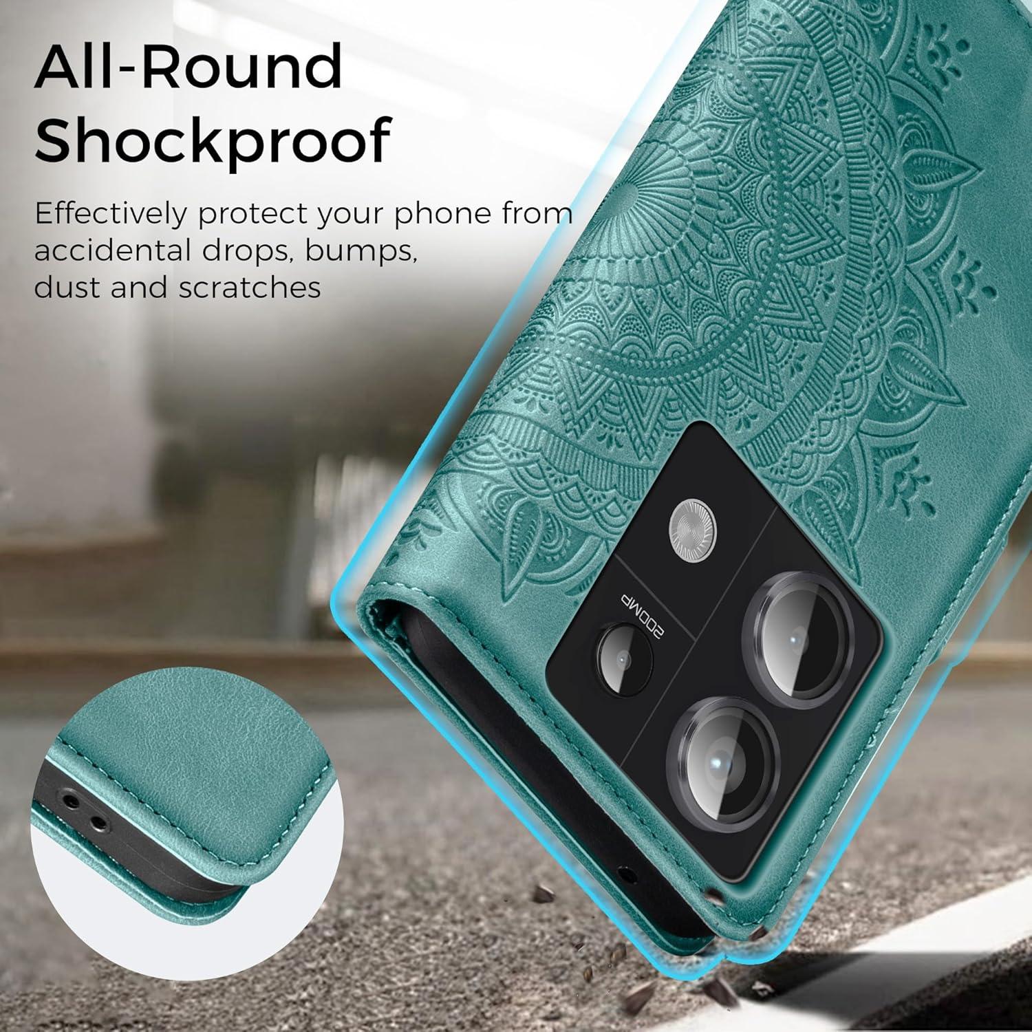Handyhülle Xiaomi Redmi Note 13 Pro 5G Flip Wallet PU Leder Grün